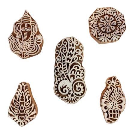 Set of 5 Piece New Mix Wooden Printing Blocks